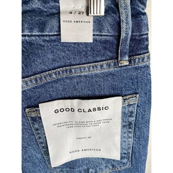 Good American Good Classic Jeans Raw Hem Dark Wash Size 4/27 NEW $139 - Picture 6 of 6